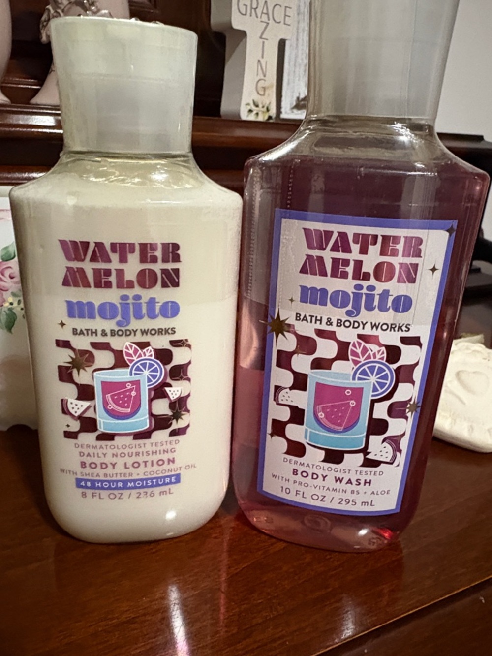 Bath & Body Works Watermelon Mojito Body Wash & Lotion Duo - White & Pink